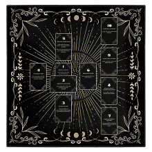 Black Velvet Tarot Cloth with Celtic Cross Design for Card Reading and Divination
