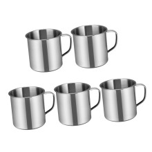 5Pcs Stainless Steel Cups Durable Smooth Edge Design for Kids Camping Travel Silver