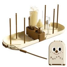 Baby Bottle Brush Set with Stand, Silicone Cleaning Kit, NonScratch Bristles, Travel Drying Rack