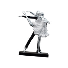 Dansend balletpaar beeldjes ballerina's standbeeld-Een zilver