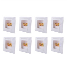 8X Wall Socket Connection Port with 2 Jack Speaker White