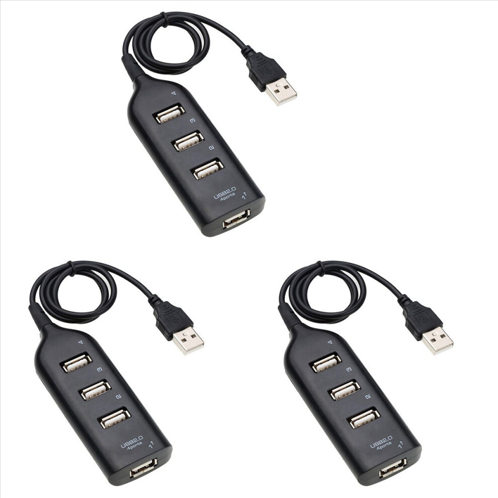 3X Usb Hub 2.0 Multi-Usb High Speed Splitter 4-Port Adapter For Laptop Black 4851296962123