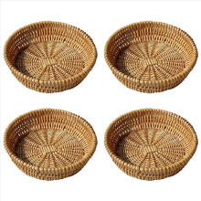 4X Hand-Woven Basket, Wicker Food Serving Basket for Bread, Fruit, Veg