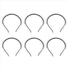 6X Silver Color Metal Stud Rivet Spike Headband Hair Head Band Aliceba
