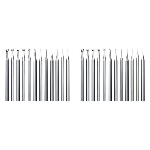 Conjunto de 24 brocas esféricas redondas para fabricação de joias - Haste de 3/32 polegadas