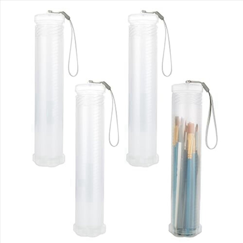 12 Pack Extendable Plastic Paint Brush Case, Clear Long Holder Tube, S 2
