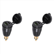 2x Motorrad-DIN-Stecker wasserdichtes Ladegerät auf QC3.0 USB & Typ C 30W Po