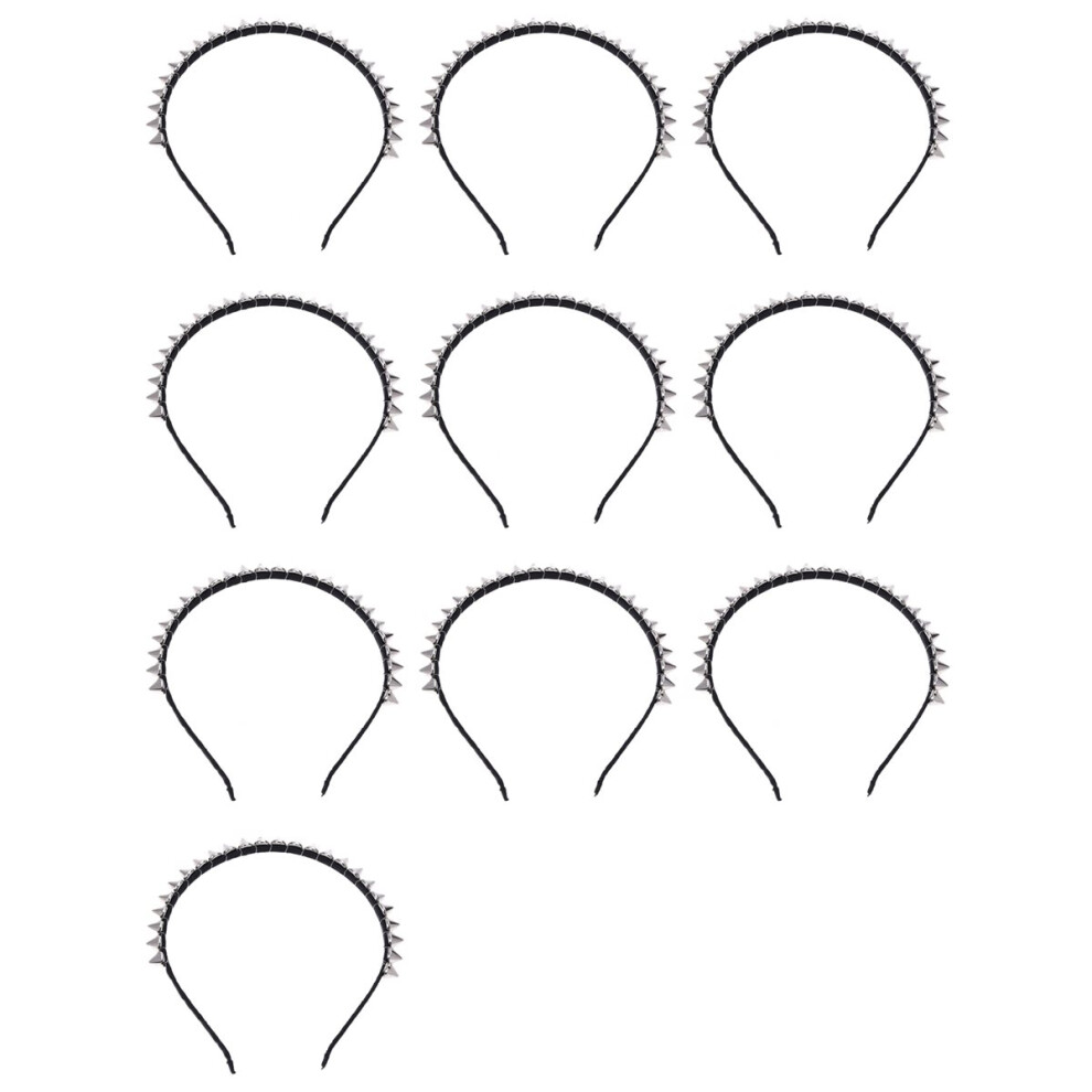 Semoic Silver 10X Metal Stud Rivet Spike Headband Hair Head Band Aliceband Pu