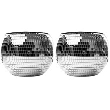 2pcs 10-Inch Disco Ball Ice Bucket Silver Sparkly Mirror Icebucket for