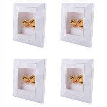 4X Wall Socket Connection Port with 2 Jack Speaker White