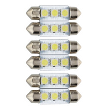 6X C5W 3 LED SMD 5050 36mm Xenon White Bulb Plate Festoons Dome Ceilin