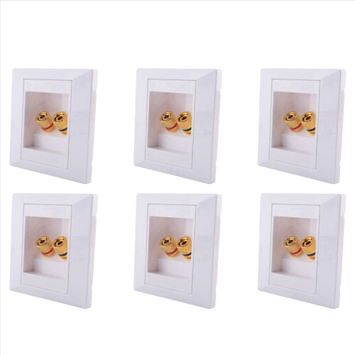 6X Wall Socket Connection Port with 2 Jack Speaker White