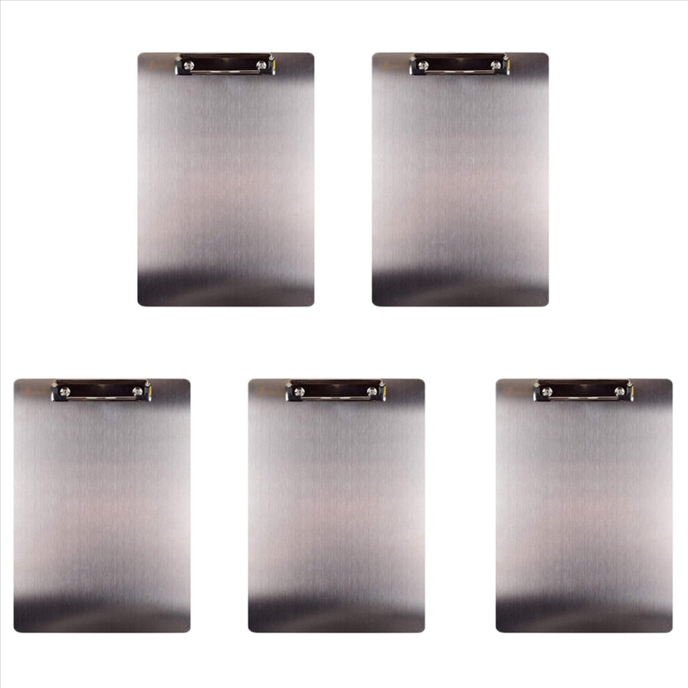 5X Metal Clipboard Folder A4 Stainless Steel Clip Board Bill Storage W 4851296964646