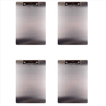 Conjunto de 4 Pranchetas Metálicas A4 em Aço Inoxidável para Armazenamento de Notas