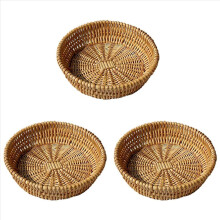 3X Hand-Woven Basket, Wicker Food Serving Basket for Bread, Fruit, Veg