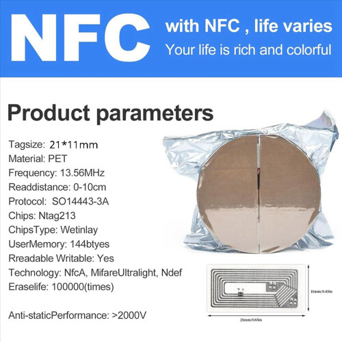 Αυτοκόλλητο ετικετών NFC 2000 τεμαχίων με αυτοκόλλητο τσιπ NTAG213 2