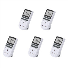5x digitale Zeitschaltuhr mit UK-Stecker, elektrisch programmierbarer Schalter für