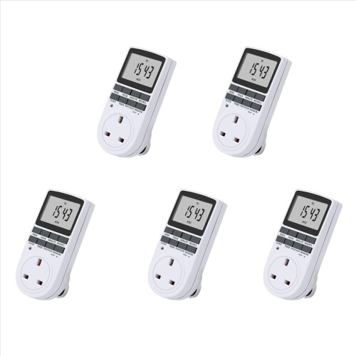 5X Uk Plug Digital Timer Socket, Electrical Programmable in Switch for