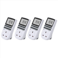 4x digitale Zeitschaltuhr mit UK-Stecker, elektrisch programmierbarer Schalter für