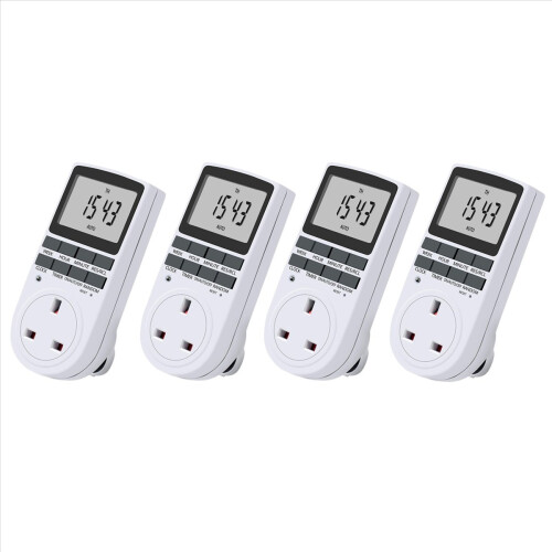 4X Uk Plug Digital Timer Socket, Electrical Programmable in Switch for