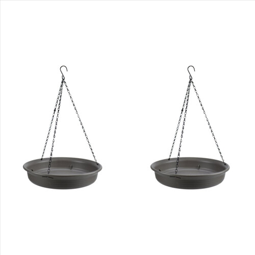 2X Hanging Bird Bath Feeder Round Tray Thickened Resin Deep Water