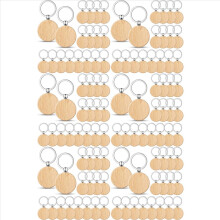 300 étiquettes porte-clés en bois vierges à graver, bois non fini