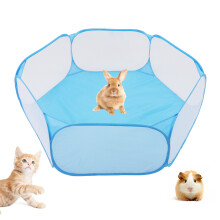 Portable Small Animal Playpen - Foldable Tent Breathable Easy Access in Blue