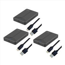 Caixa para disco rígido móvel USB 3.1 tripla, compatível com SSDs de 2,5 polegadas e 15 mm de diâmetro.