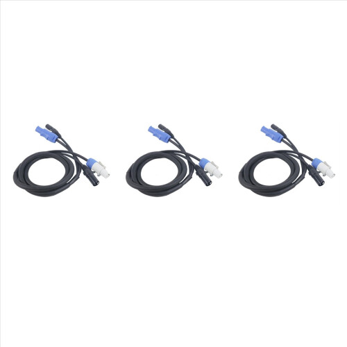 Cabo Powercon 3X com combinação de plugue e linha de sinal XLR para iluminação.