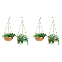 4X Large Gold Hanging Planter with Drainage, Semi-Circle Plant Holder