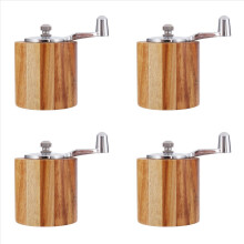 4X Pepper Mill, Hand Crank Wood Grinder with Classic Handle and Adjust