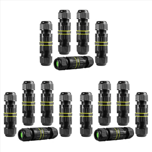 15Pc IP68 Waterproof 2 Way 3-Core Junction Box Electrical Cable Connec