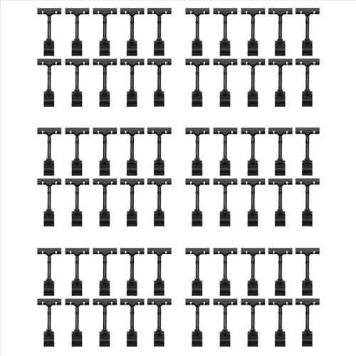 60PCS Adjustable Plastic Sign Holder,Clip-on Style Double Head Display