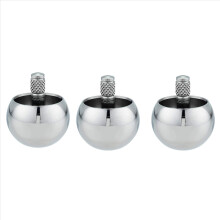 3x Tippe Top Metall-Klappspielzeug aus Edelstahl, Silber
