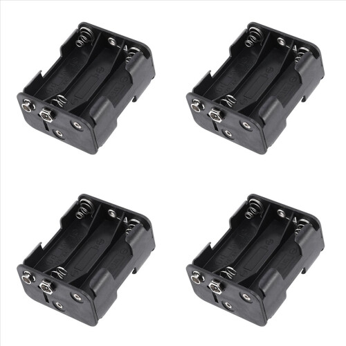 4X Double Side Spring 6 x 1.5 V AA Battery Holder Case Box Black
