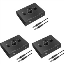 3 Set 3.5mm Audio Switcher, 2 Input 1 Output/1 Output Splitter Switche