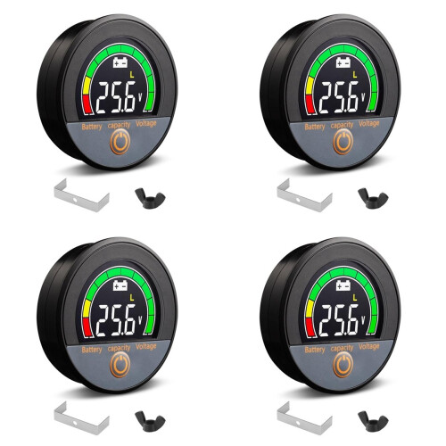 4X Μετρητής Τάσης Χωρητικότητας Μπαταρίας 12V 24V 48V 60V 84V IP67 με Οπισθοφωτισμό