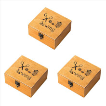 3X Wooden Sewing Box Accessories Supplies Kit Workbox for Mending