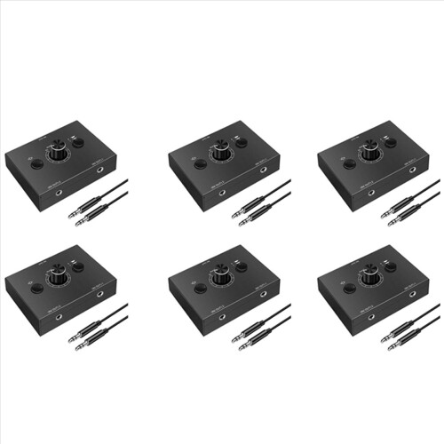 6 Pcs 3.5mm Audio Switcher, 2 Input 1 Output/1 Output Splitter Switche