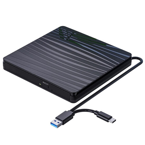 Masterizzatore CD/DVD esterno 5X USB 3.0 e Type-C portatile, ideale per masterizzare CD, DVD e +/-RW. 2