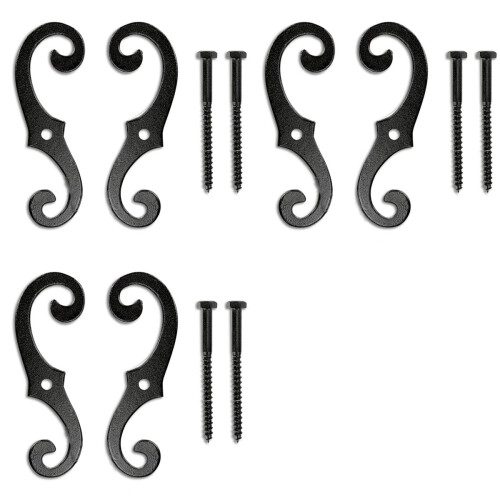 6PCS Cast Iron Shutter Fasteners - Decorative S-Shape Dogs Hardware Ru 1