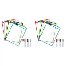 Pochettes effaçables à sec réutilisables, paquet de 12, couleurs assorties, protection pour feuilles