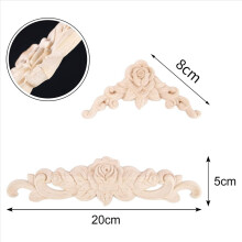30 Pcs Wood Carved Wall Decor Floral Applique Corner Decorative for Fu