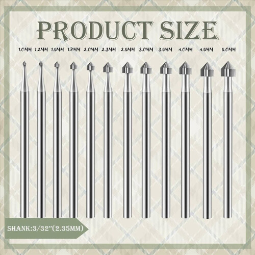 24Pc Cylinder Cone Shape Carving Burr Sets Jewelry SetsShank Making St 2