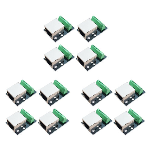 12PCS RJ45 Ethernet Female Socket Connector Breakout Board,2.54mm Boar