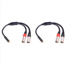 2pcs 3.5mm Stereo Female Jack to Dual-XLR 3Pin Male Plug Y Splitter OF