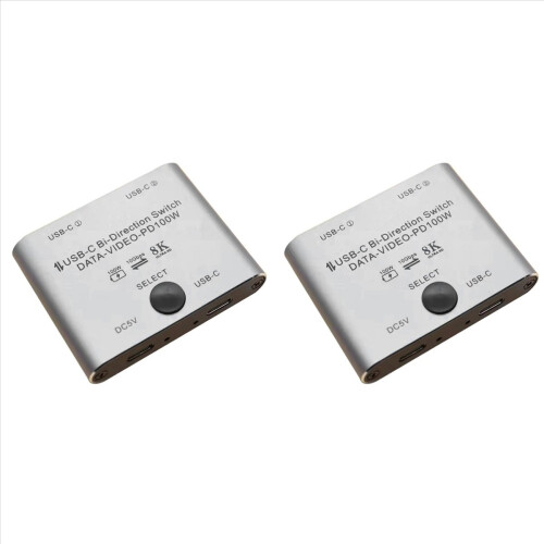 2x bidirectionele USB-C switch/splitter 8K switcher KVM 60Hz 4K 144Hz