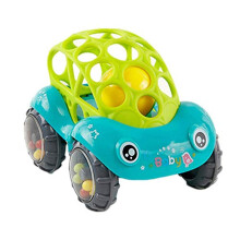 Green Baby Rattle Car Toy with Soft Sound Easy Grip for Infants and 12 Month Toddlers