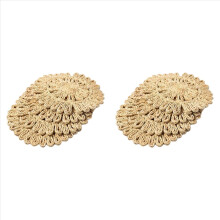 2X Round Woven Placemat for Dining Table,Natural Braided Rattan Tablem