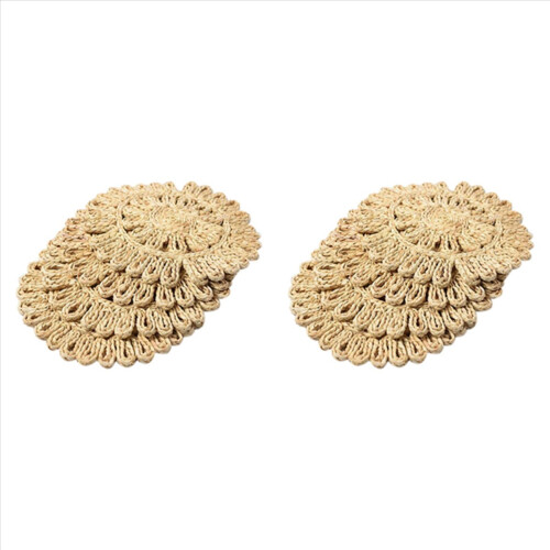 2X Round Woven Placemat for Dining Table,Natural Braided Rattan Tablem